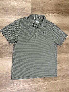 Under Armour Men’s Short Sleeve Golf Polo - Gray/Black Stripe